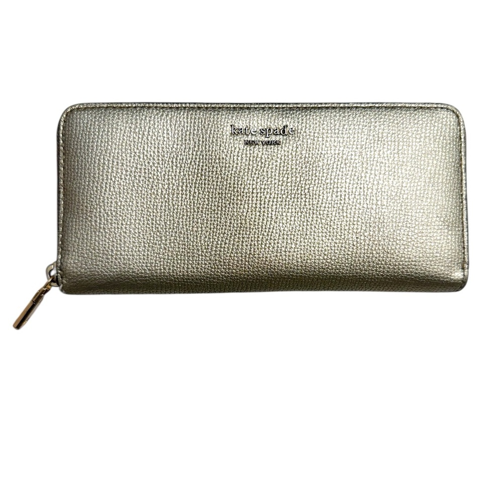 kate spade Metallic Gold Textured Zip Wallet